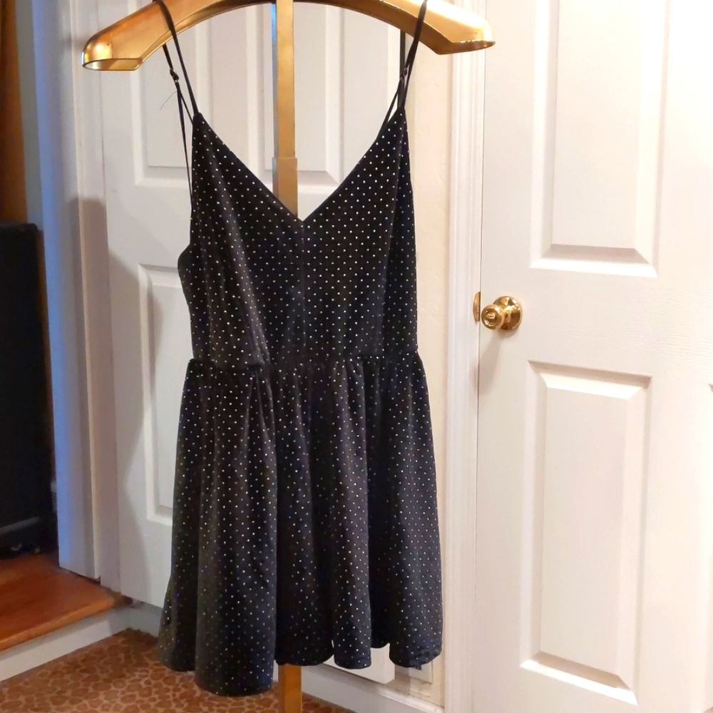 Black velvet and gold rhinestone romper sz L